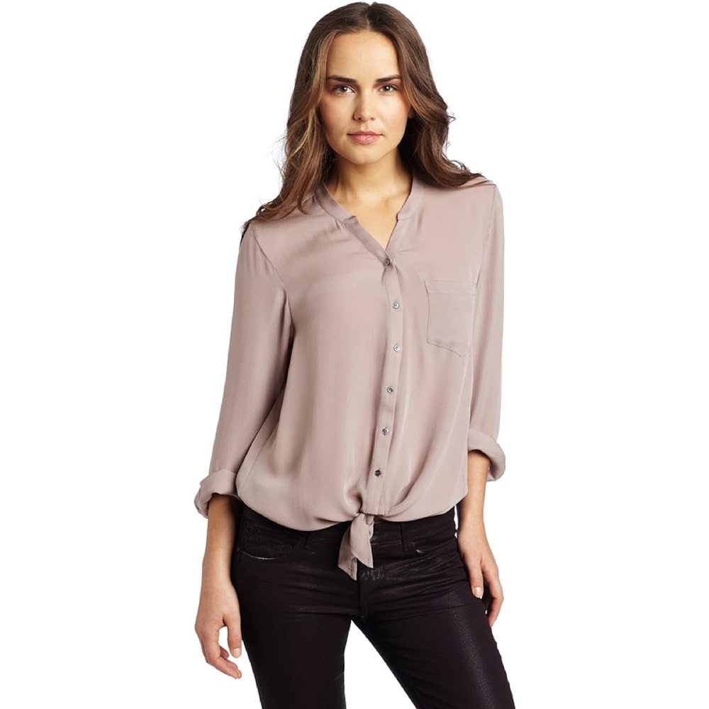 Joie Edaline Silk Blouse in Color Cashew Size XS